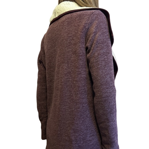 Nicole Miller Cardigan Sweater Jacket Duster Cozy Sherpa Lined Large Lapel - Picture 6 of 11